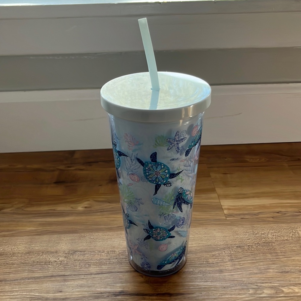 Vera Bradley Double Wall With Straw in Acrylic Sea Turtle Tumbler